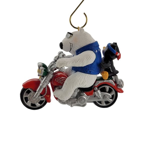 So Cool Polar Bear Penguin On Motorcycle Carlton Cards Heirloom Ornament 2006 - Picture 5 of 8